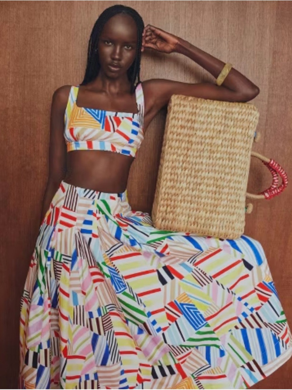 Rosie Assoulin x Target Poplin Madras Geometric Print Maxi Skirt BNWT-